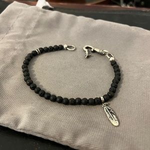John Varvatos Feather / Lava bead / Sterling Silver Bracelet